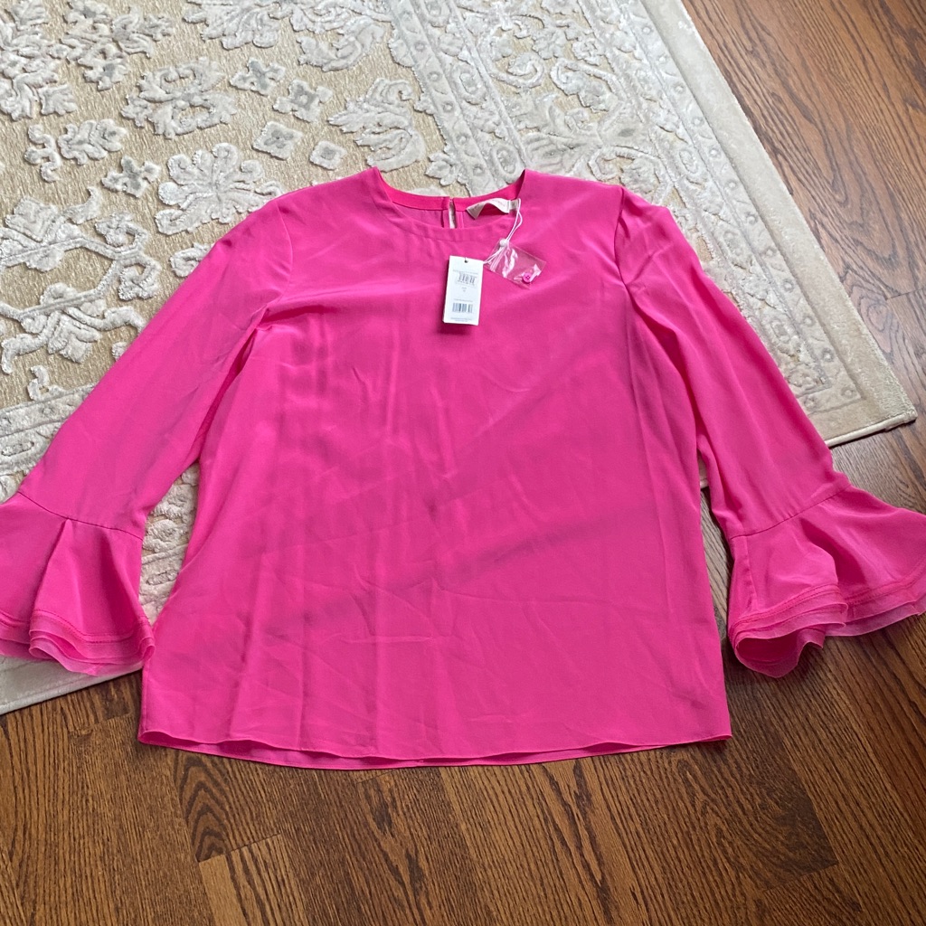 Tory Burch Hot Pink Ruffle-Sleeve Blouse
